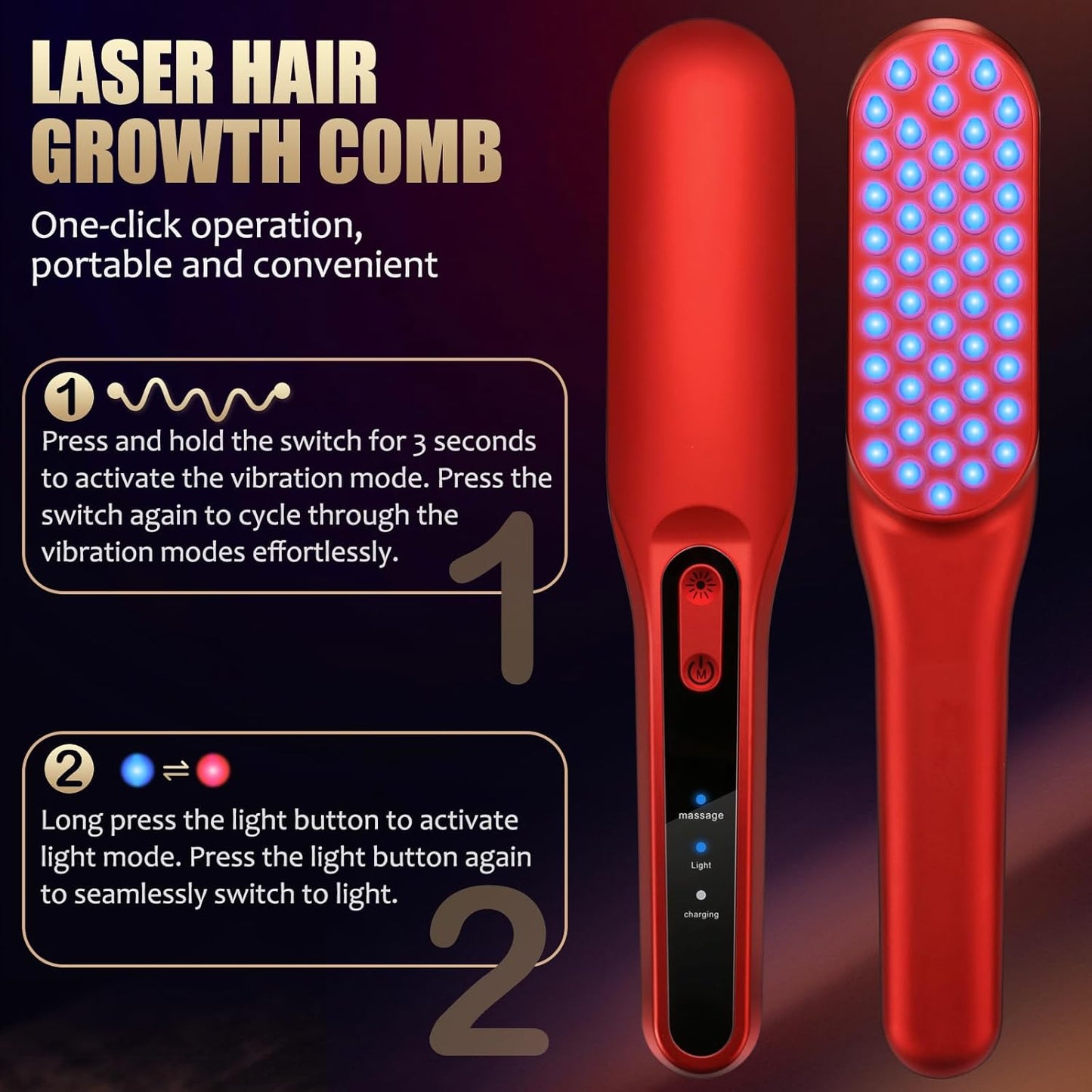 Hair Growth Comb,Red Light Hair Growth Treatment