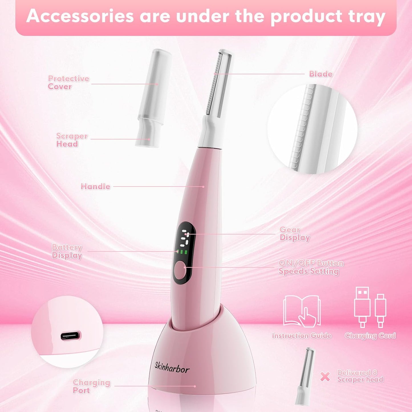 IbeauCare N10 Sonic Dermaplaning Tool for Face Peach Fuzz Removal, Anti-Aging and Exfoliation
